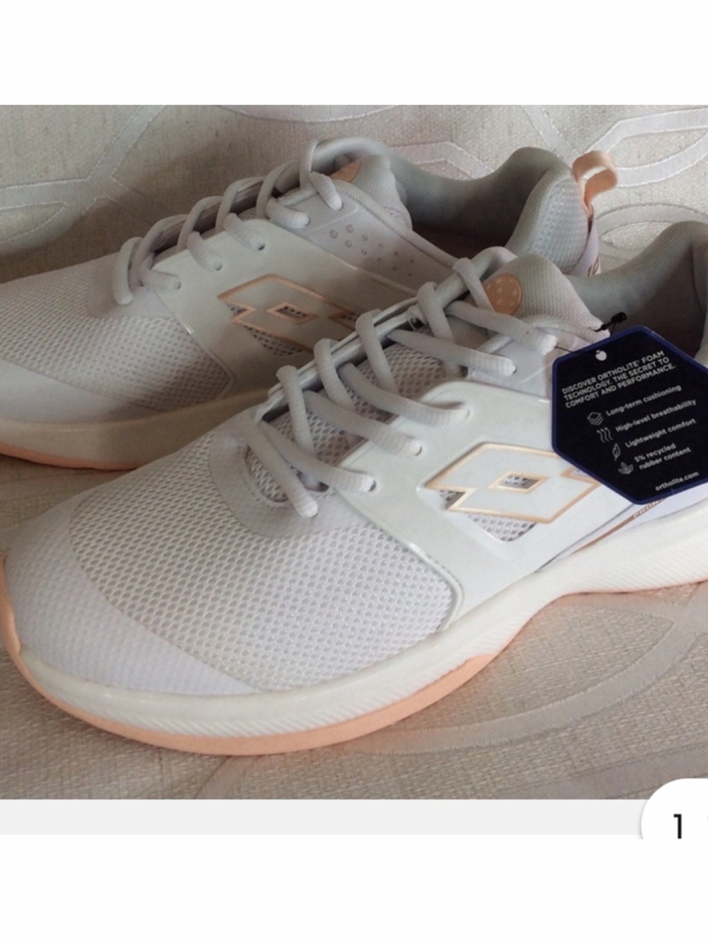 Lotto brand White Athletic Sneakers with Rose Gold Accents new tags Ben remove